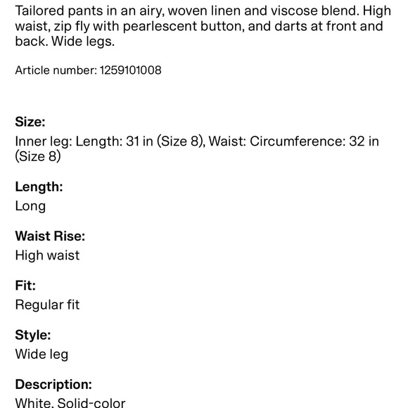 H&M Cream Wide Leg Pants - Picture 7 of 7